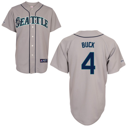 John Buck #4 mlb Jersey-Seattle Mariners Women's Authentic Road Gray Cool Base Baseball Jersey